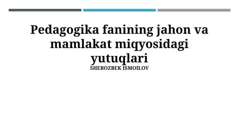 Milliy Miqyosdagi Pedagogika Yutuqlari