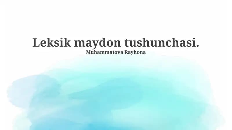 Leksik maydon tushunchasi