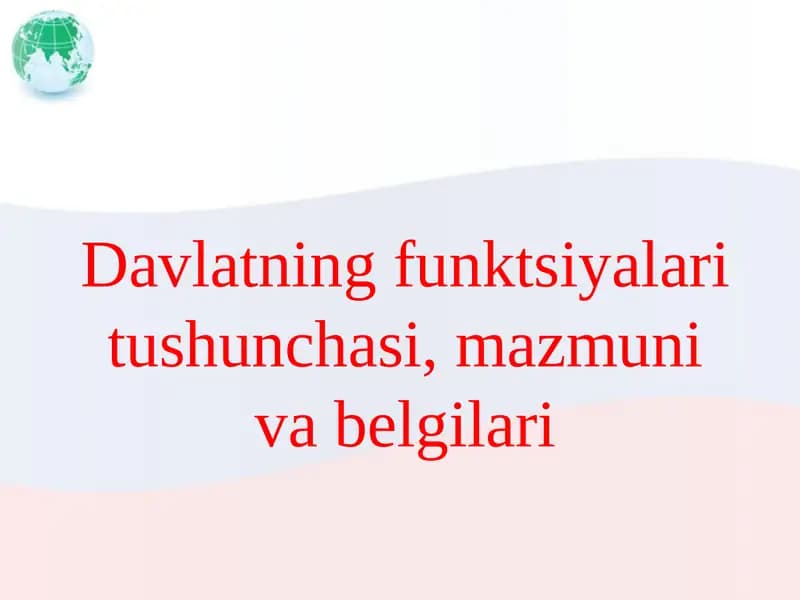 Davlatning funktsiyalari tushunchasi