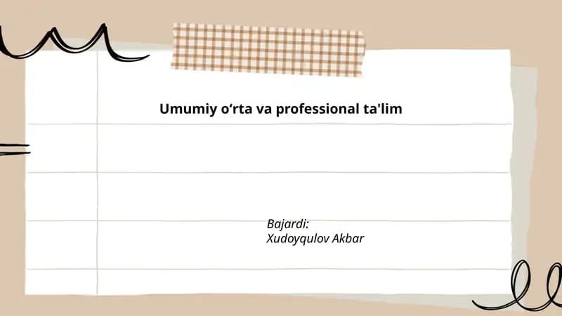 Umumiy oʻrta va professional ta'lim