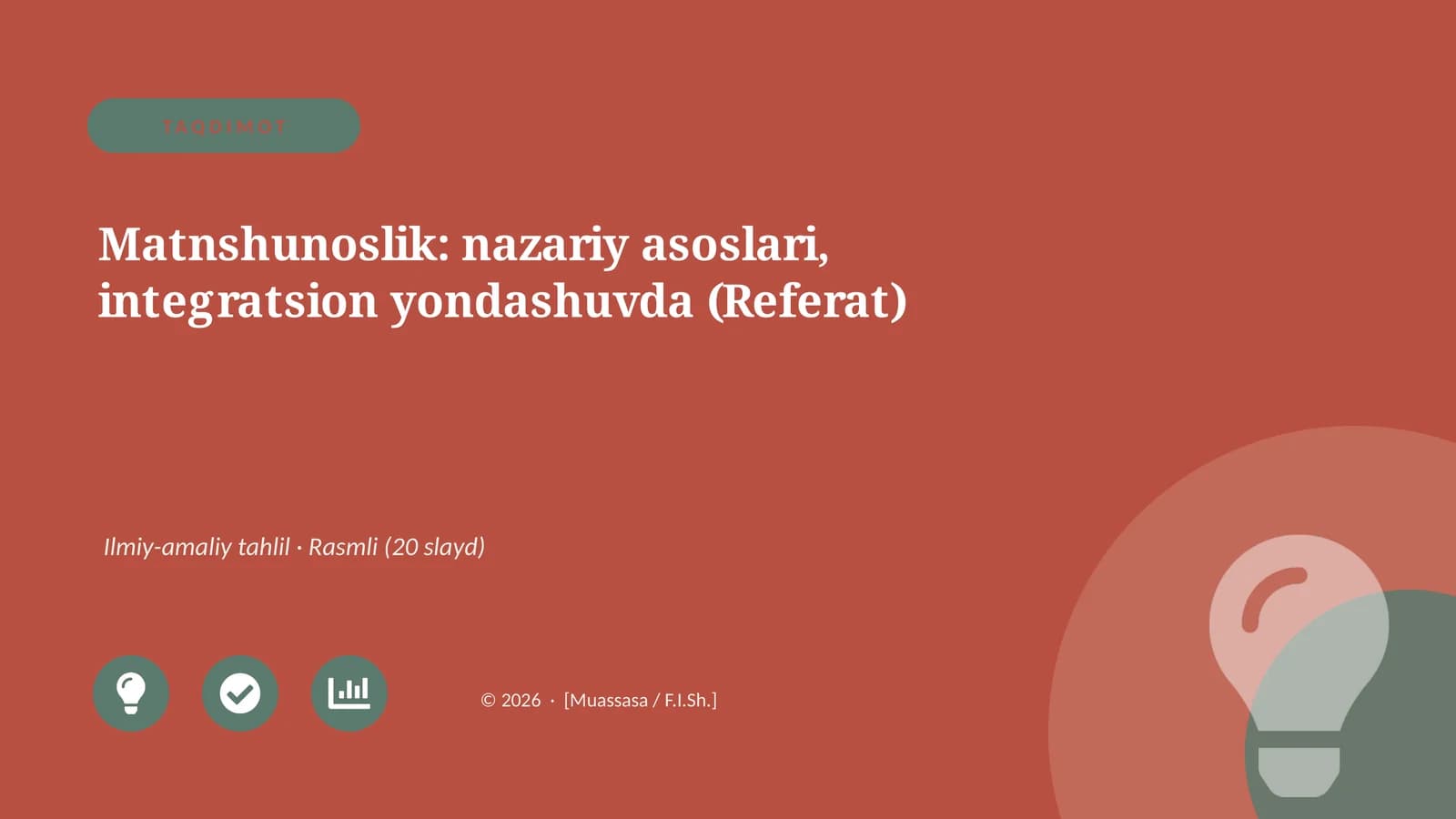 Matnshunoslik: nazariy asoslari, integratsion yondashuvda (Referat)