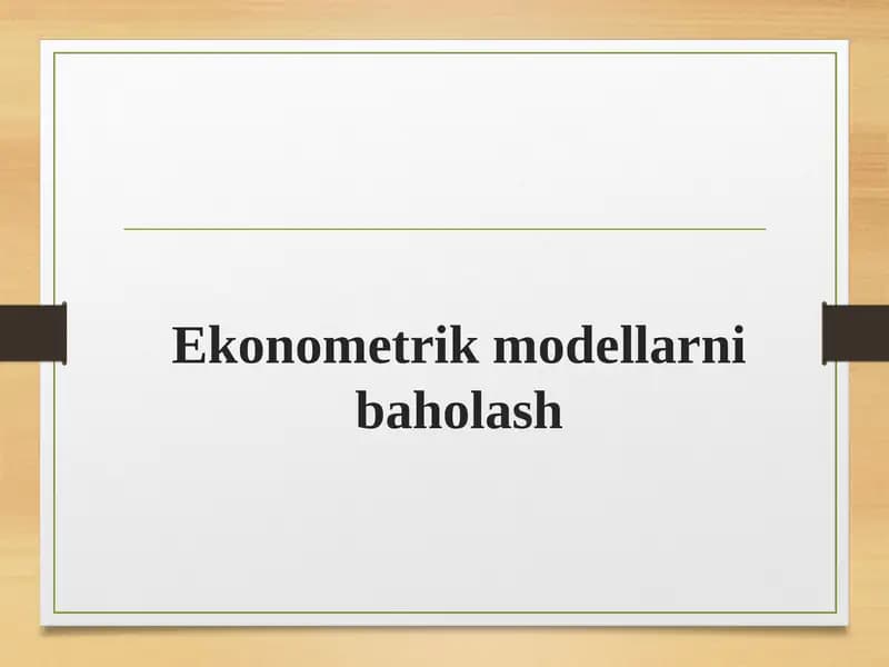 Ekonometrik modellarni baholash