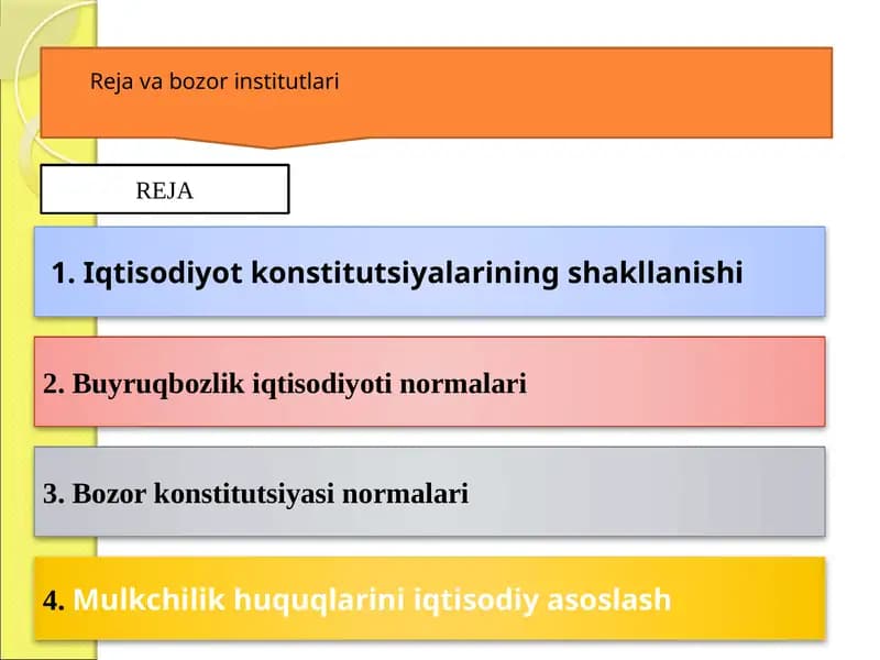 Reja va bozor institutlari
