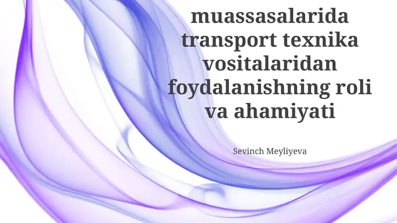 Xavfsizlik va transport vositalarining texnik holati