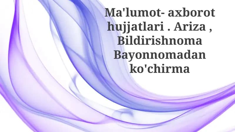 Ma'lumot va axborot hujjatlari