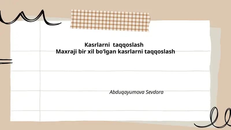 Kasrlarni taqqoslash