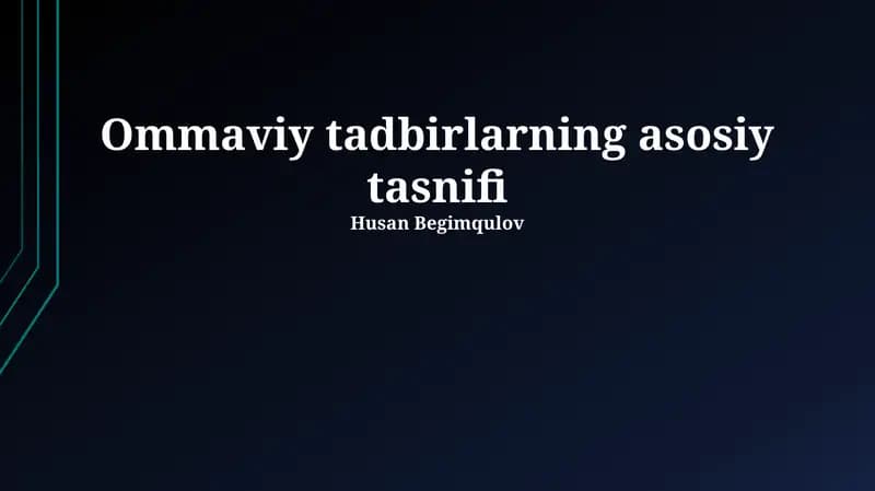 Ommaviy tadbirlarning asosiy tasnifi