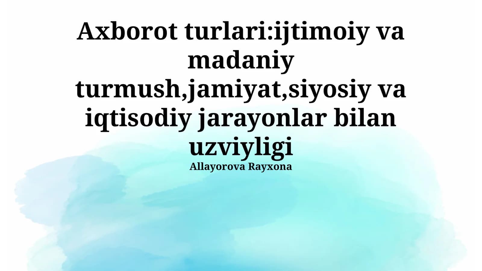 Iqtisodiy Jarayonlar To'g'risidagi Axborot