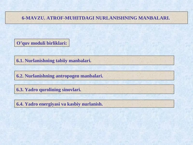 Nurlanishning antropogen manbalari