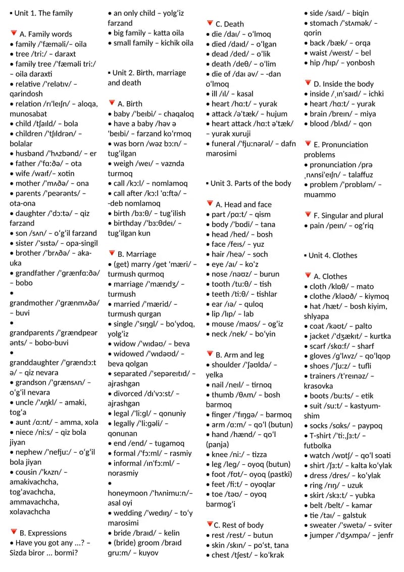 VOCABULARY IN USE ELEMENTARY O'ZBEKCHA TARJIMASI VA O'QILISHI  BILAN