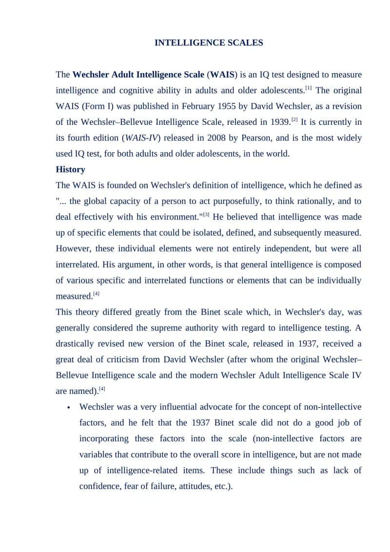 Wechsler Adult Intelligence Scale (WAIS)