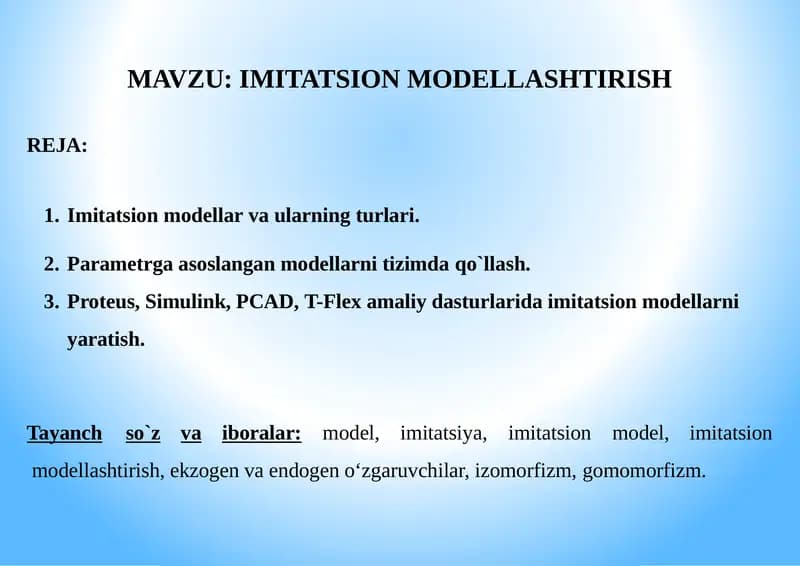 IMITATSION MODELLASHTIRISH