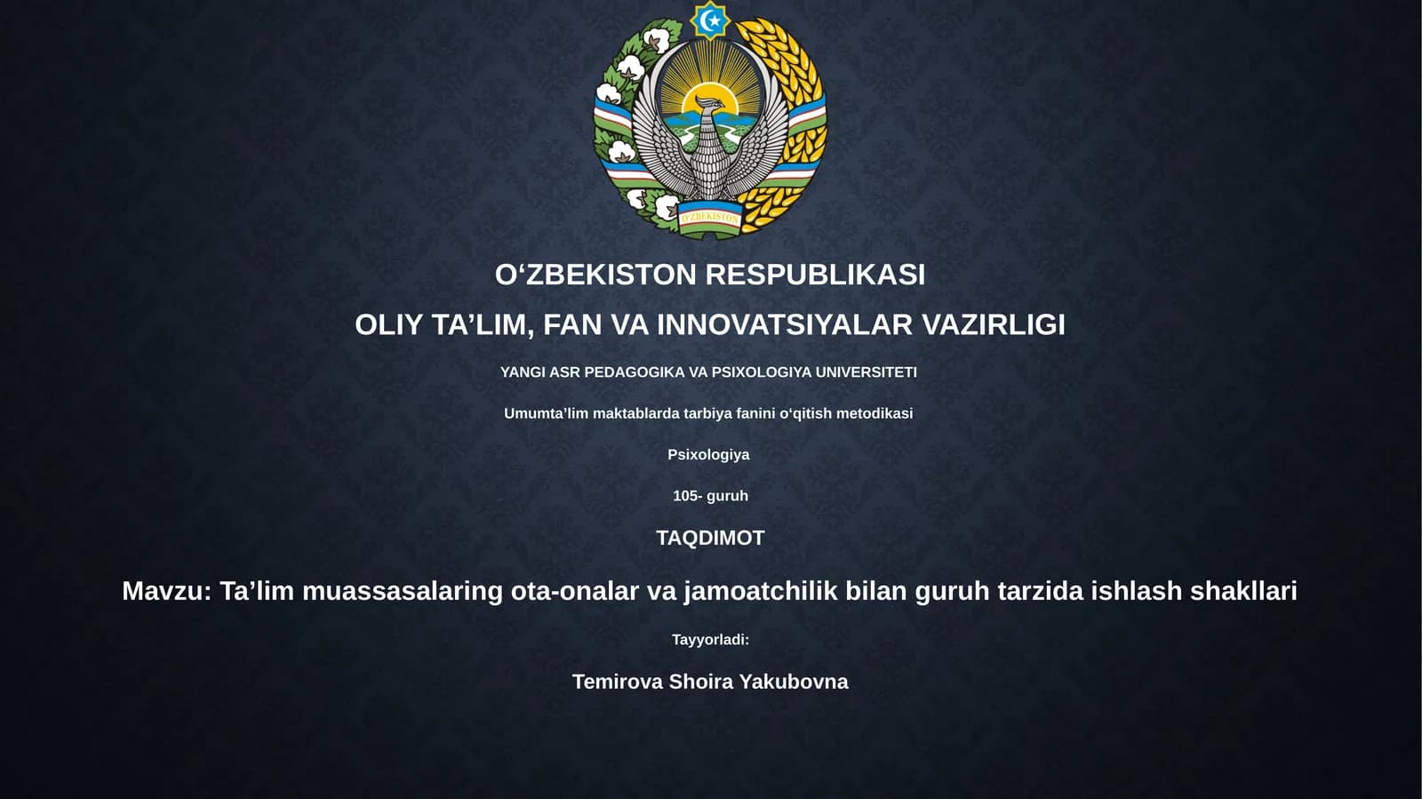 Taʼlim muassasalaring ota-onalar va jamoatchilik bilan guruh tarzida ishlash shakllari