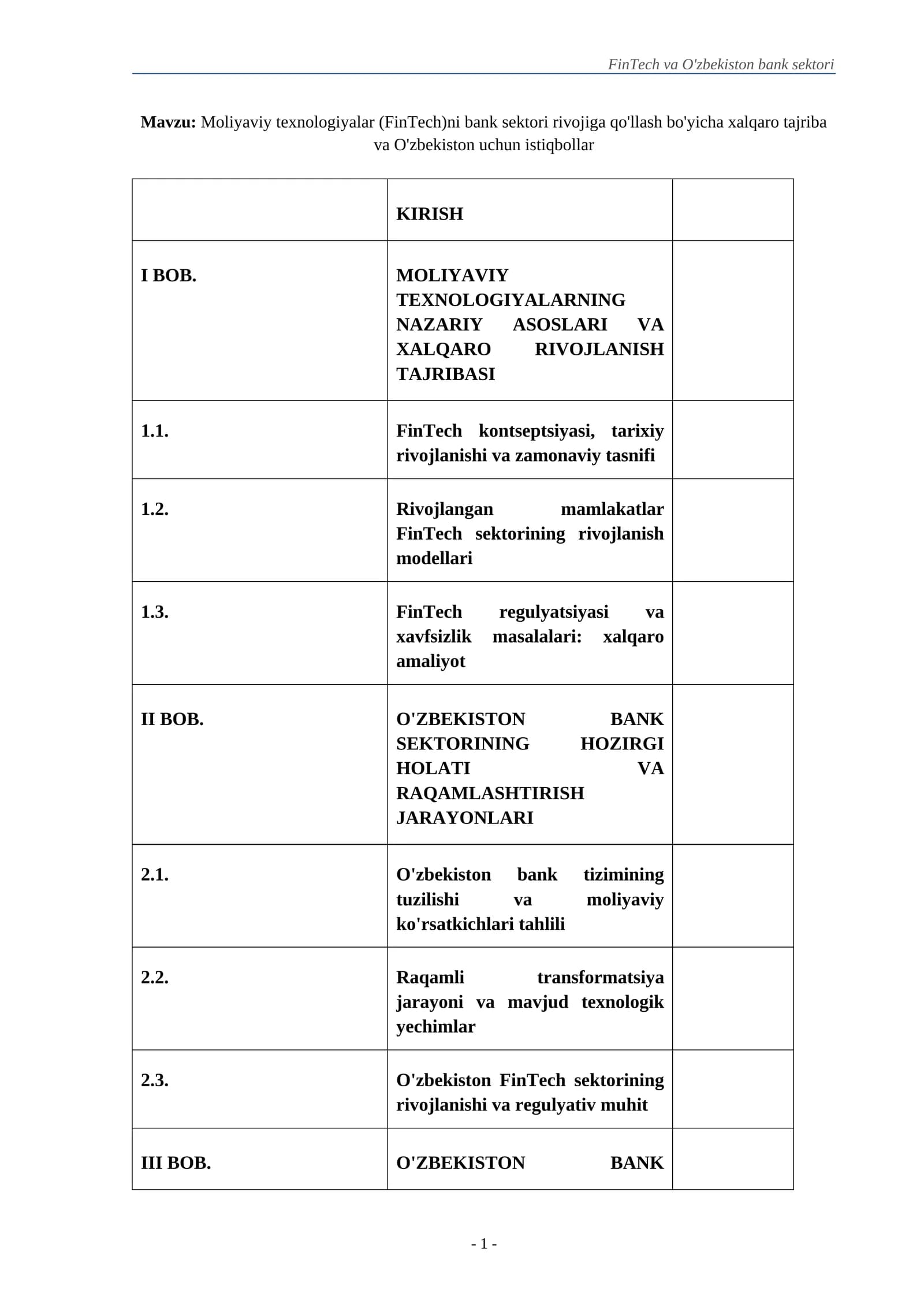 FinTech va O'zbekiston bank sektori