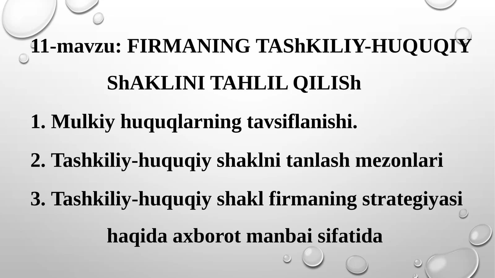 FIRMANING TAʼSHKILLY-HUQUQIY SHAKLINI TAHLIL QILISH
