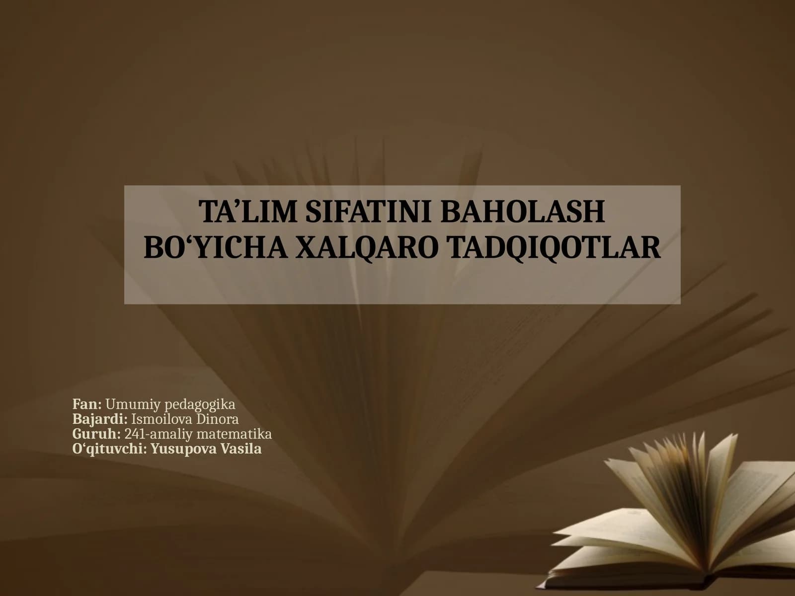 TA’LIM SIFATINI BAHOLASH BO‘YICHA XALQARO TADQIQOTLAR