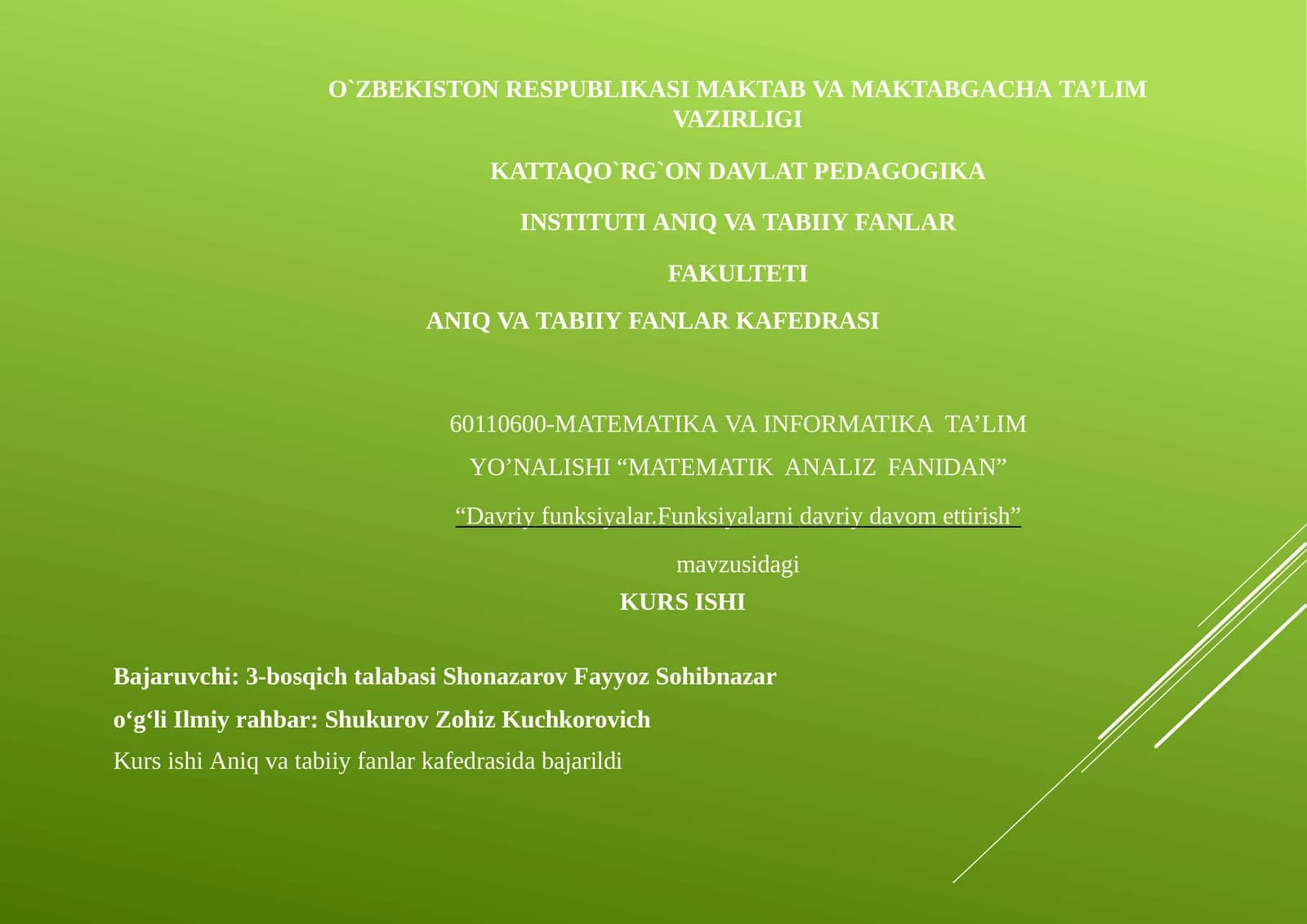"MATHEMATICAL ANALYSIS OF FUNCTIONS"