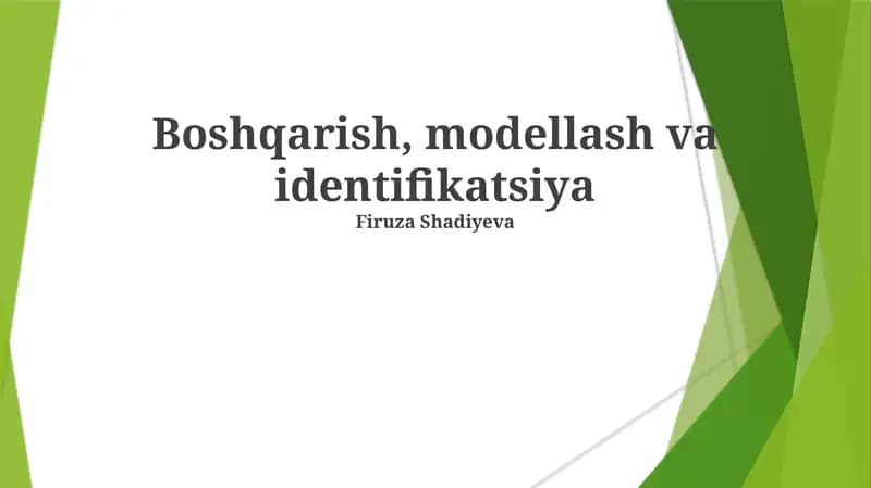 Boshqarish, modellash va identifikatsiya