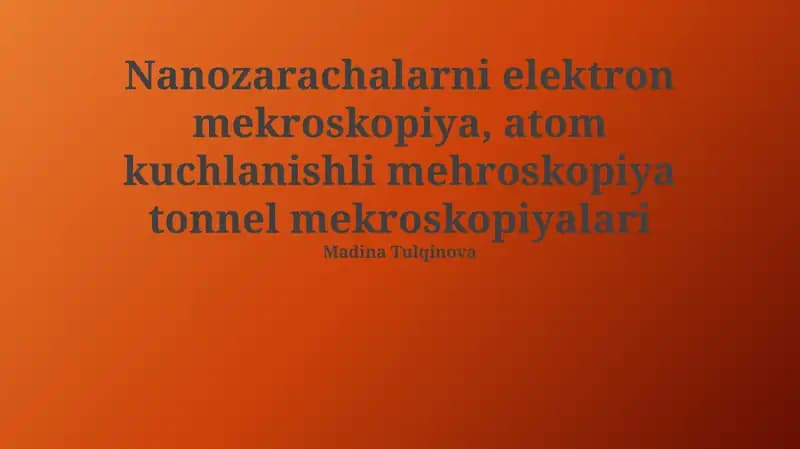 Nanopartikulalarni tasvirlash usullari
