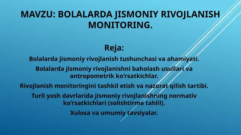 Bolalar jismoniy rivojlanish monitoring