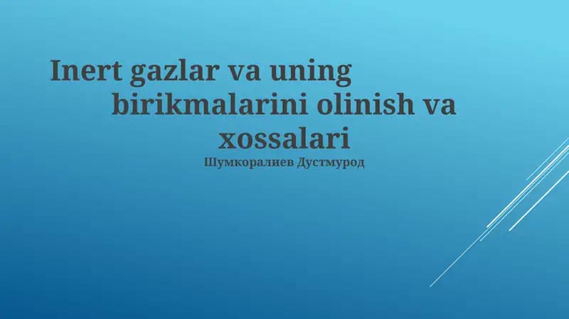 Nol valentli birikmalar va inert gazlar