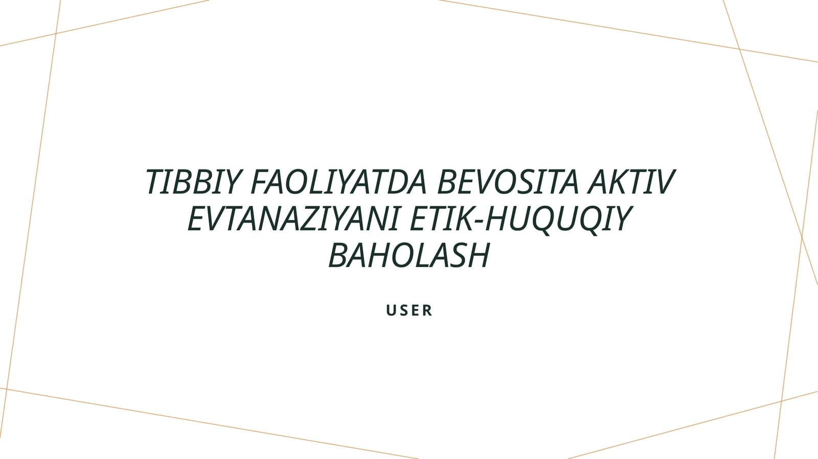 Tibbiy faoliyatda bevosita aktiv evtanaziyani etik-huquqiy baholash