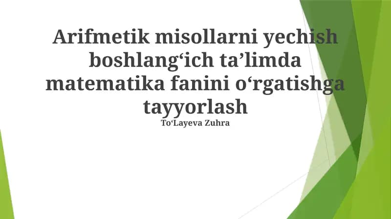 Boshlang'ich matematika fanini o'rgatish