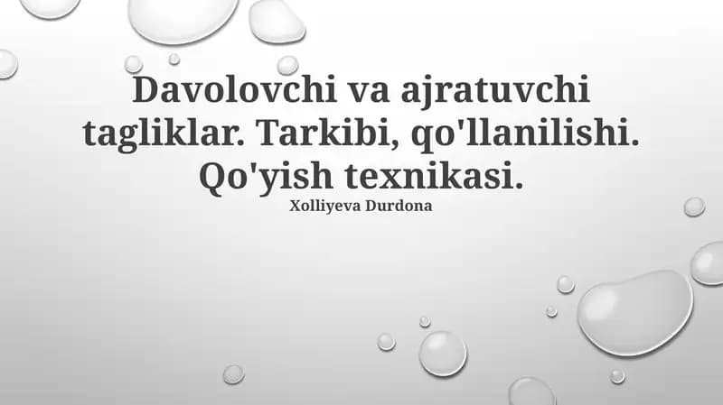 Davolovchi va ajratuvchi tagliklar