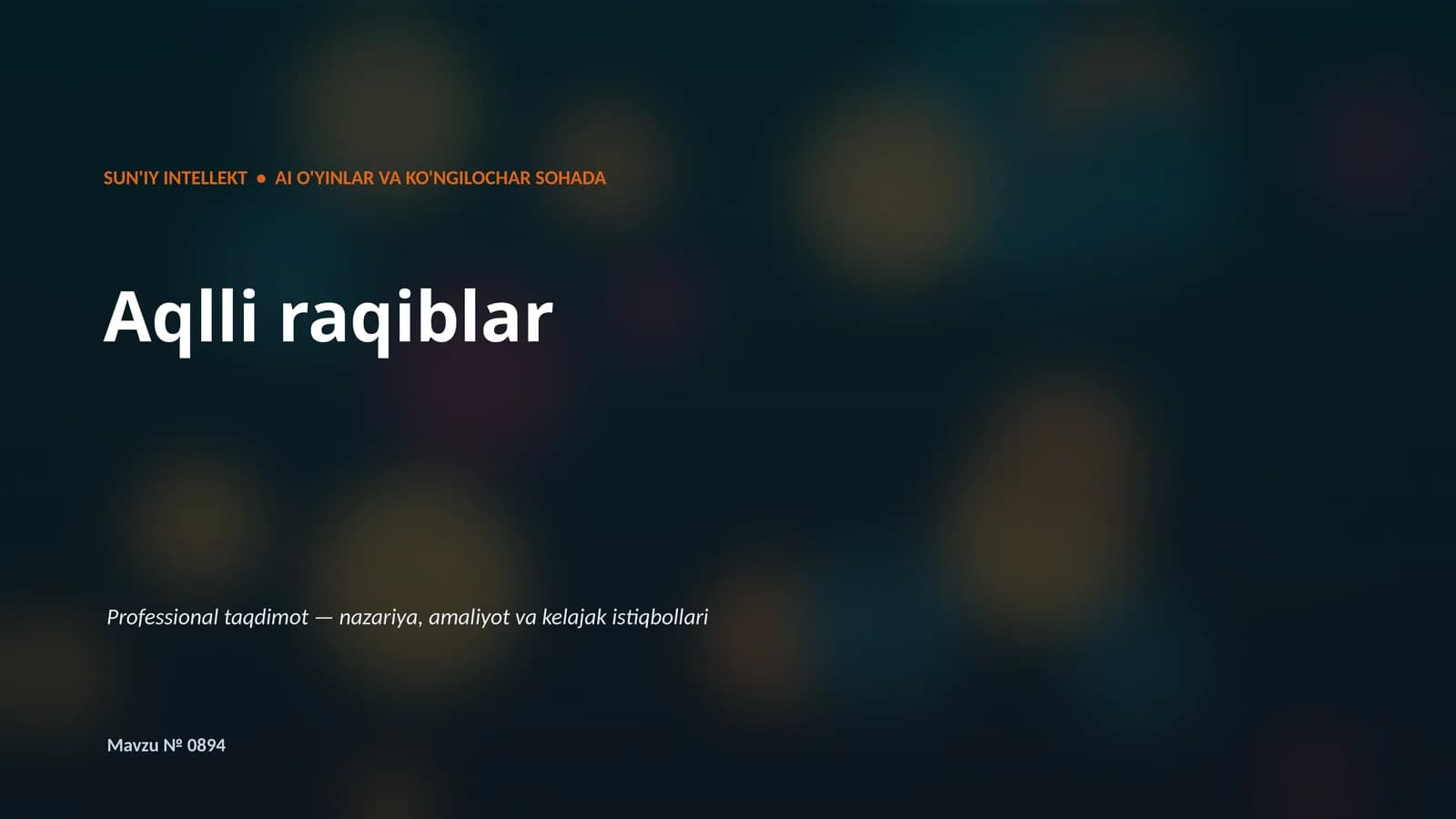 SUN'IY INTELLEKT • AI O'YINLAR VA KO'NGILOCHAR SOHADA