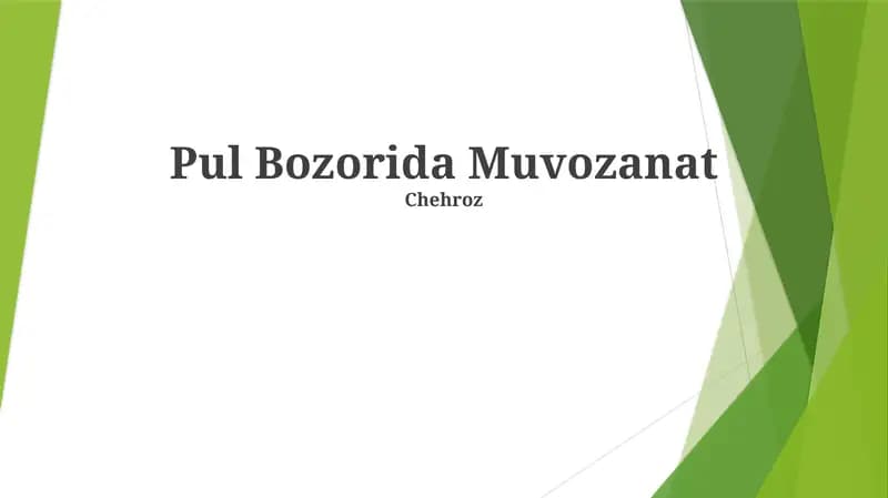 Pul Bozorida Muvozanat