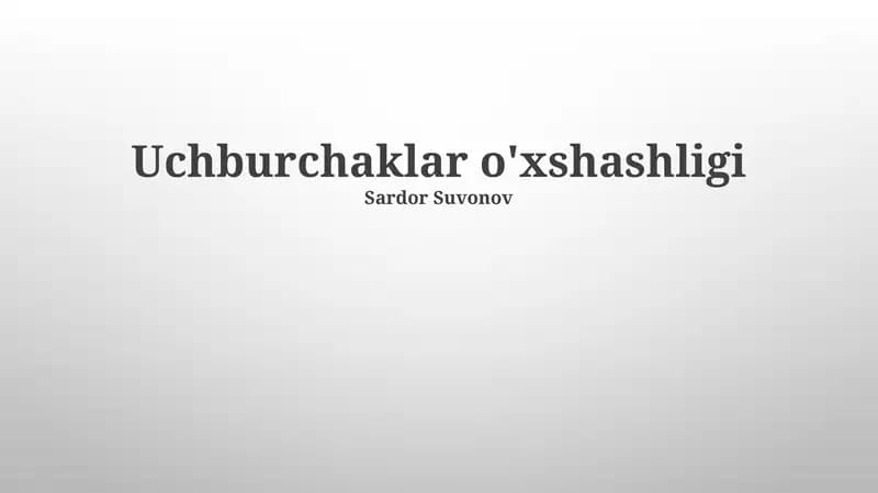 O'xshash uchburchaklar o'xshashligi