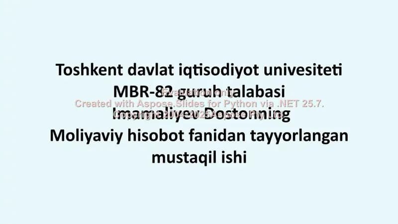 Moliyaviy Hisobotning Xalqaro Standartlari