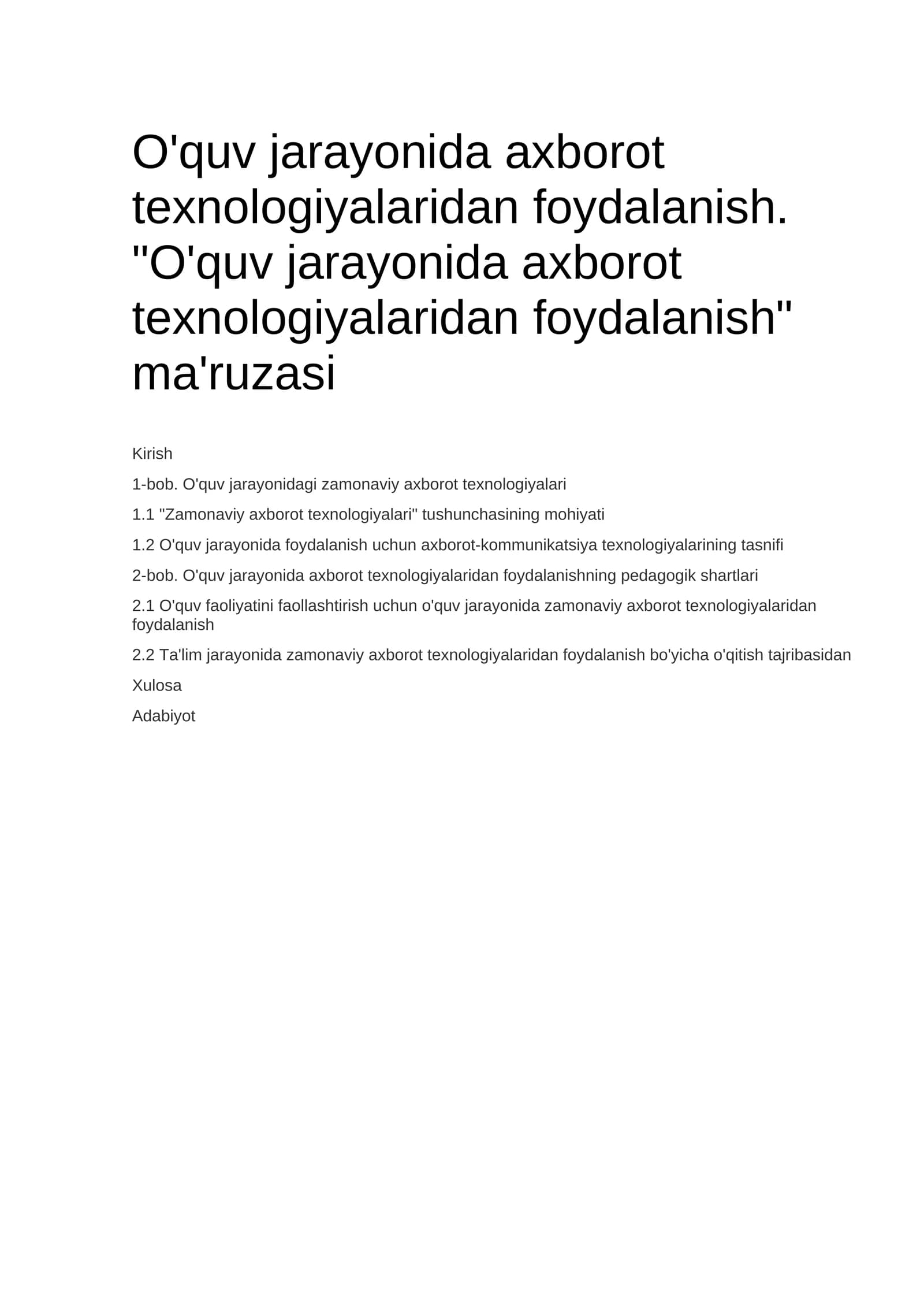 O'quv jarayonida axborot texnologiyalaridan foydalanish