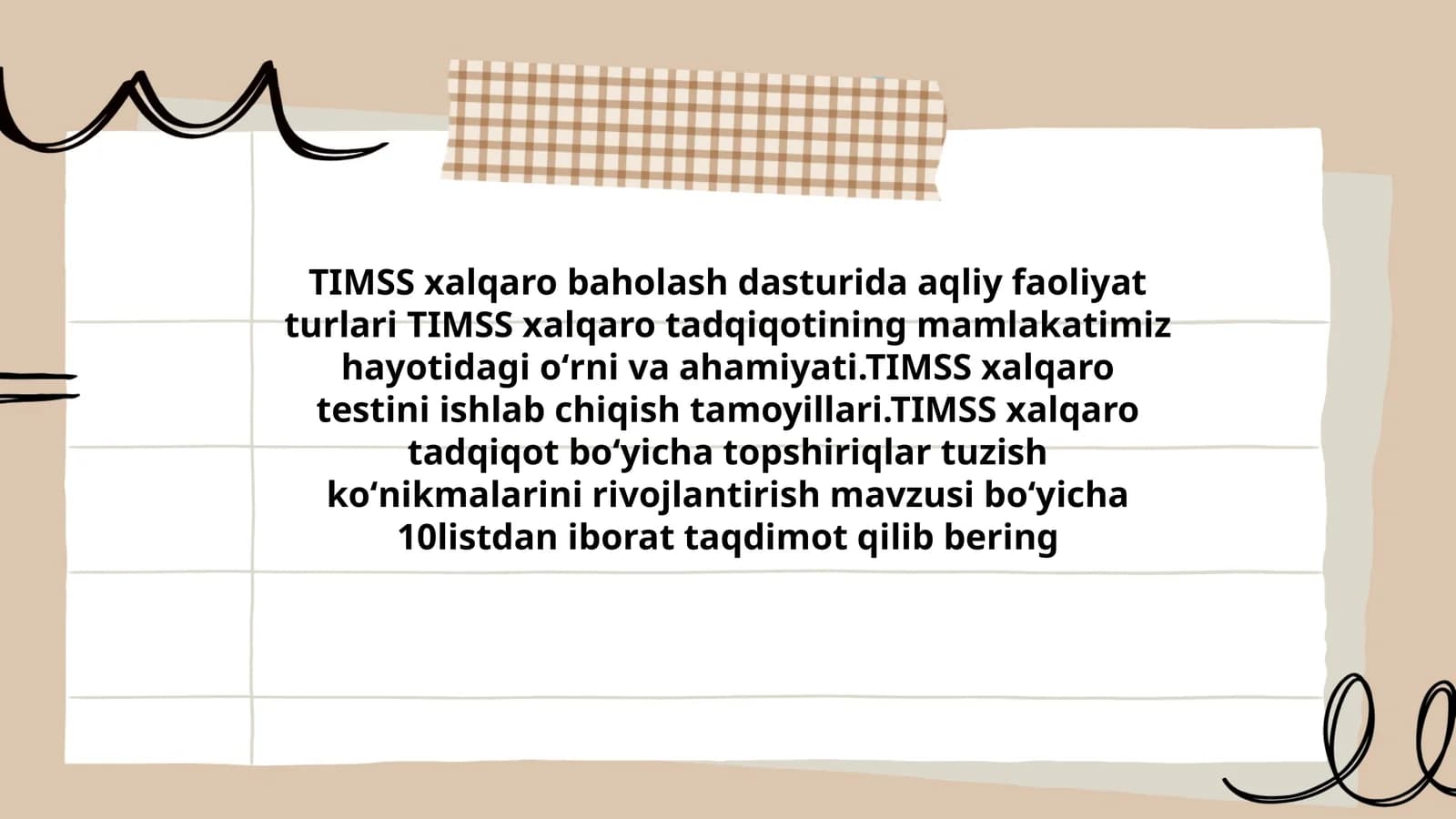 TIMSS xalqaro baholash dasturida aqliy faoliyat turlari