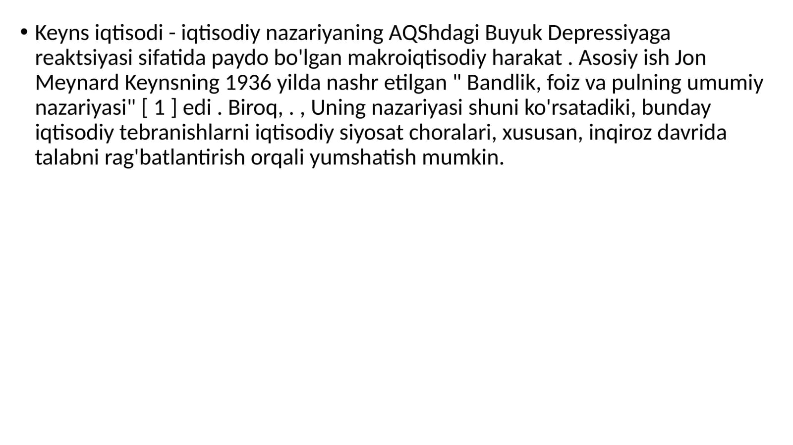 Keyns iqtisodi - iqtisodiy nazariya