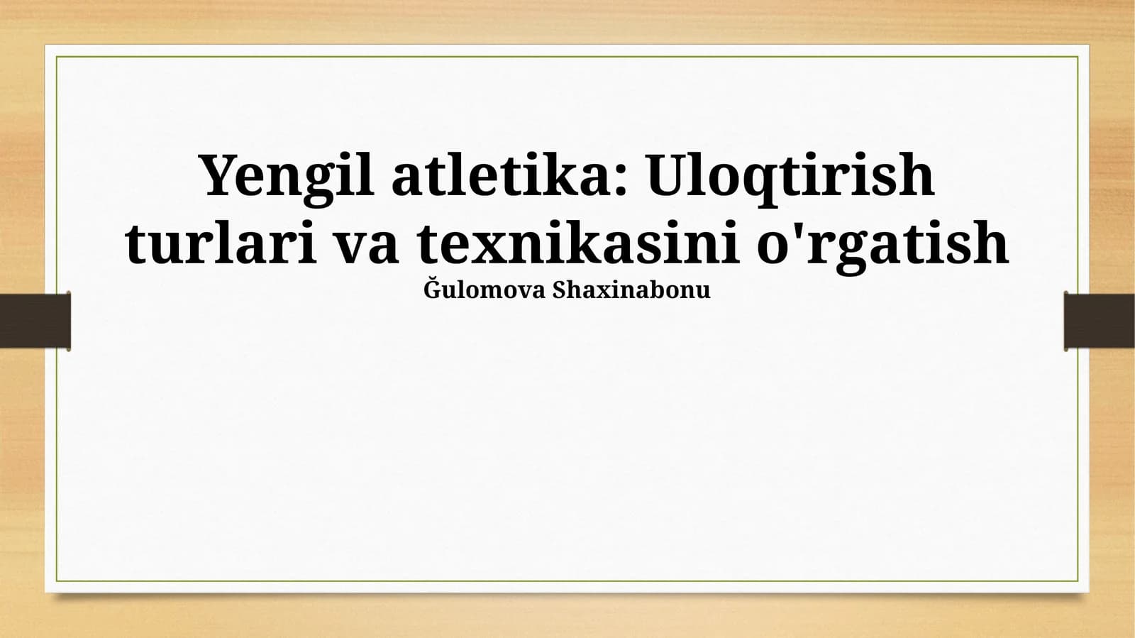 Yengil atletika: Uloqtirish turlari va texnikasini o'rgatish