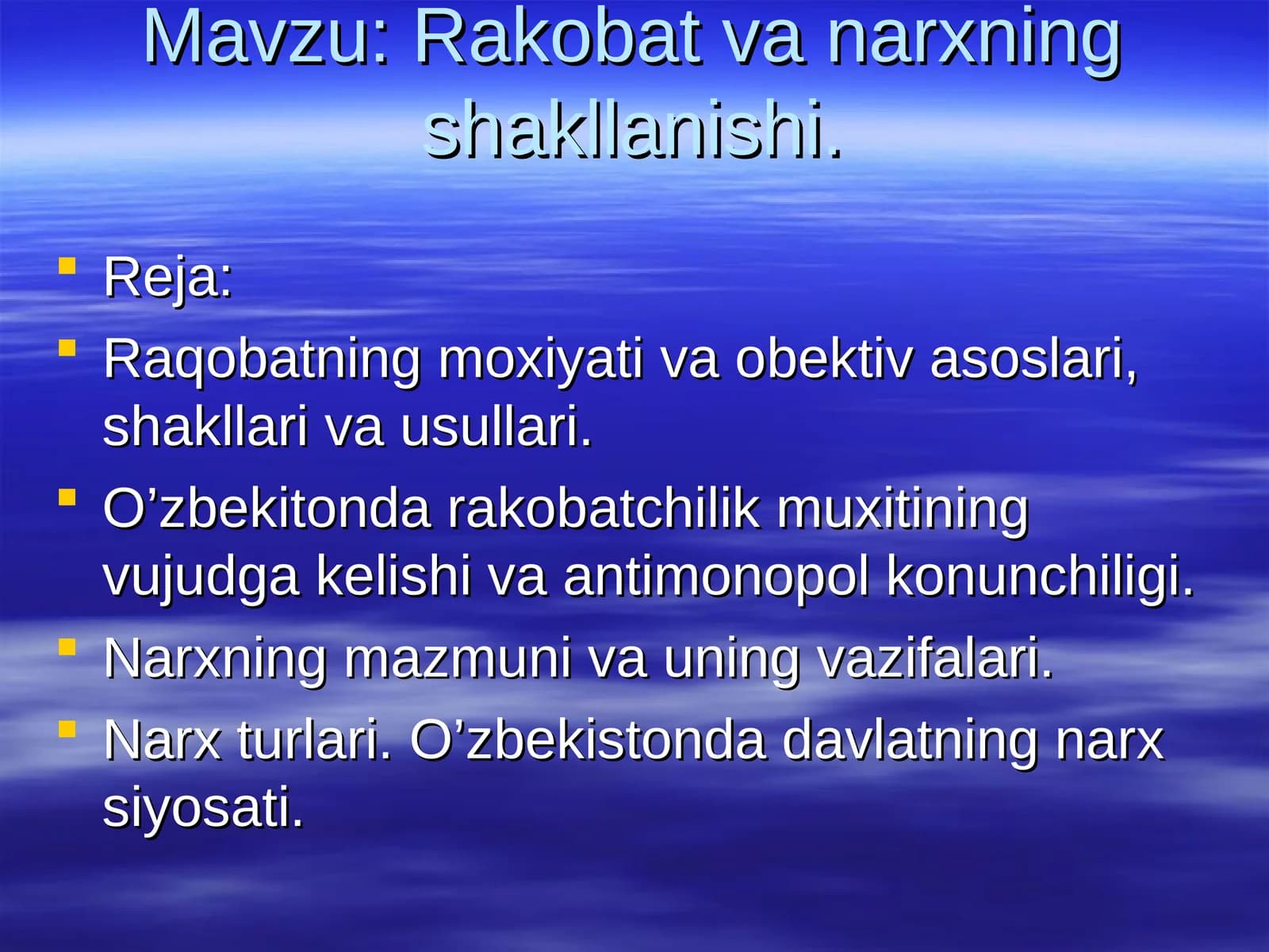 Rakobat va narxning shakllanishi