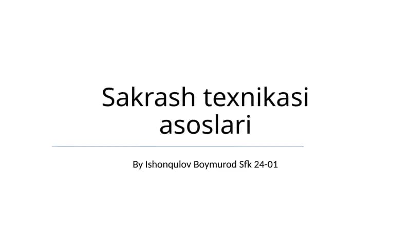 Sakrash texnikasi asoslari
