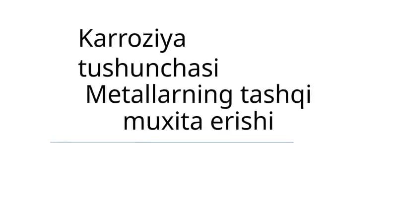 Korroziya tushunchasi