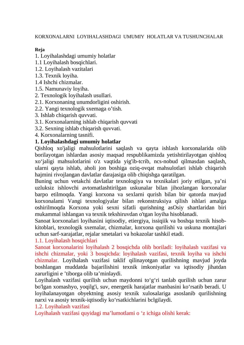 Qishloq xo'jaligi mahsulotlarini saqlash va qayta ishlash korxonalarida