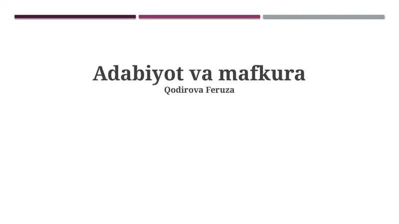 Adabiyot va mafkura
