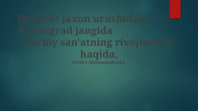 Stalimgrad jangida harbiy san'at