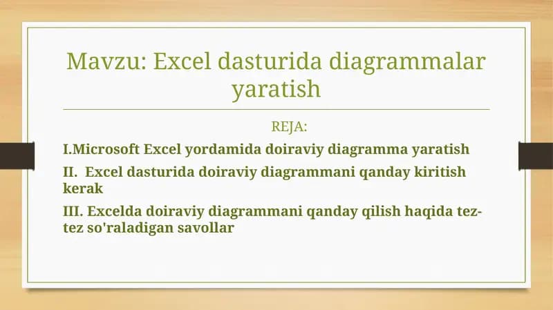Exceldasturi diagrammalarni yaratish