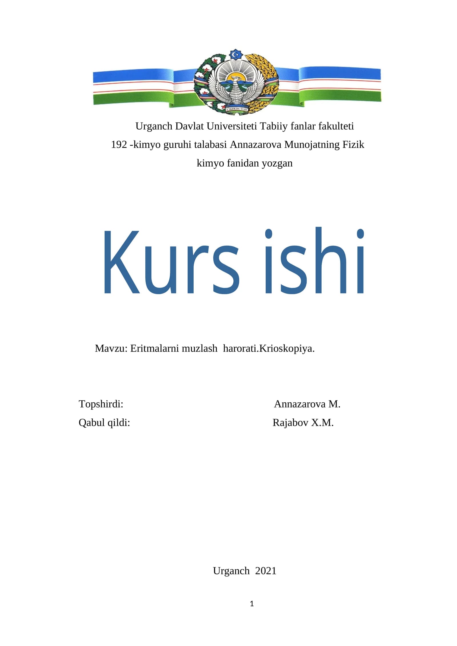 Eritmalarni muzlash harorati.Krioskopiya