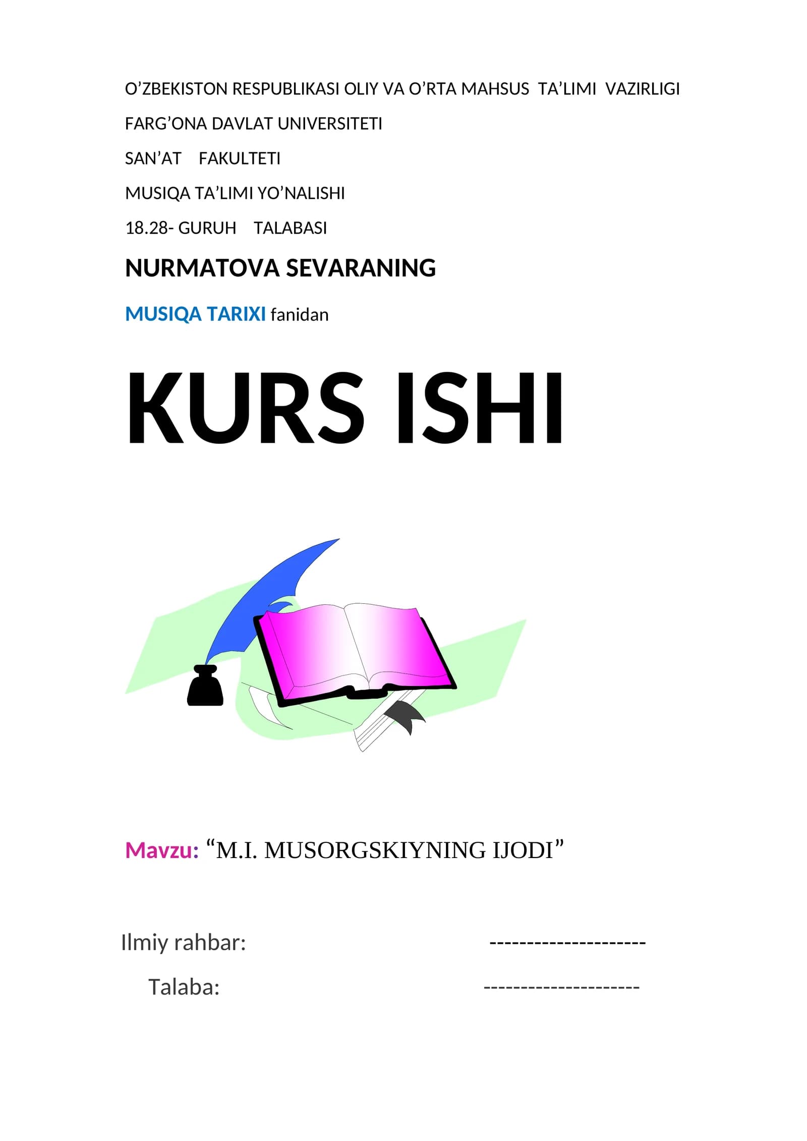 "M.I. MUSORGSKIYNING IJODI"