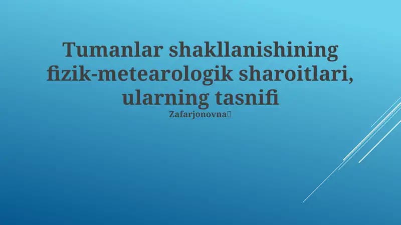Tuman Klassifikatsiya Tizimlari