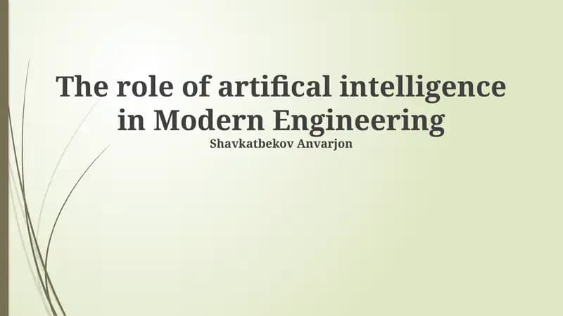 The role of artificial intelligence in Modern Engineering