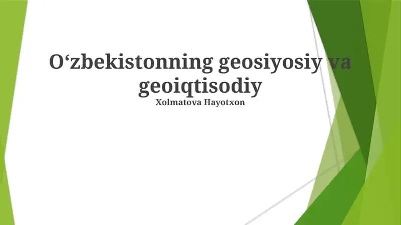 Oʻzbekistonning geosiyosiy va geoiqtisodiy