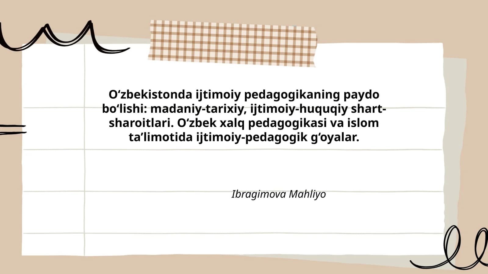 O‘zbekistonda ijtimoiy pedagogikaning paydo bo‘lishi