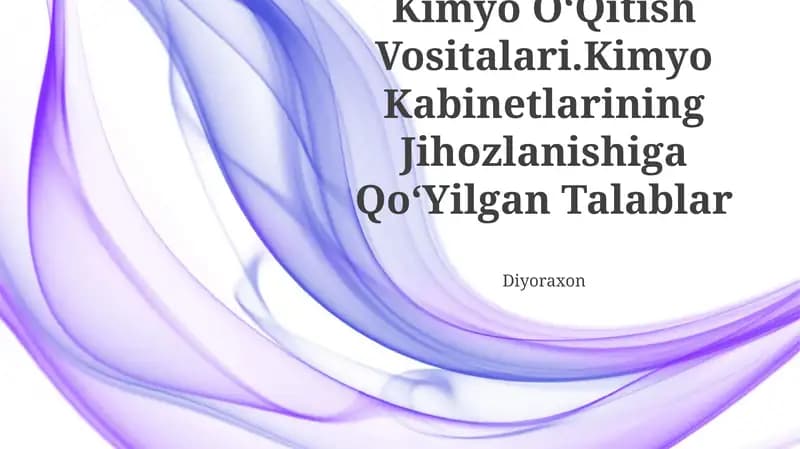 Kimyo OʻQitish Vositalari